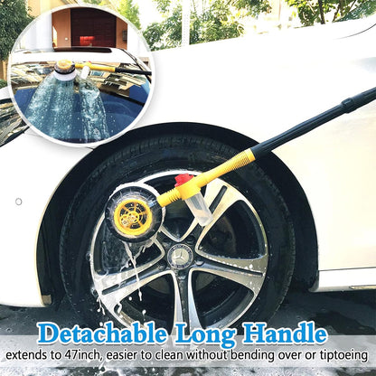 Brosse de Lavage Rotative Pour Voiture avec Distributeur de Savon et Tuyau D'attache