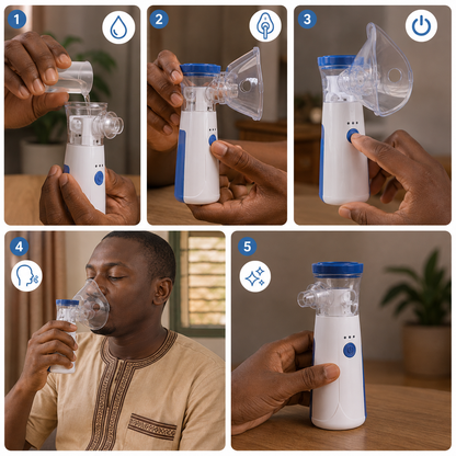 NÉBULISEUR PORTABLE : pour enfants et adultes asthmatiques en cas de crise, de sinusite ou de difficulté respiratoire