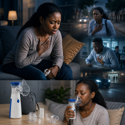 NÉBULISEUR PORTABLE : pour enfants et adultes asthmatiques en cas de crise, de sinusite ou de difficulté respiratoire
