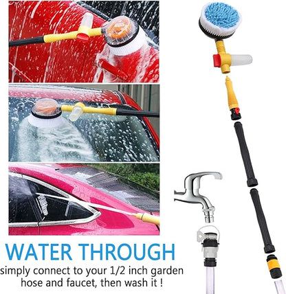 Brosse de Lavage Rotative Pour Voiture avec Distributeur de Savon et Tuyau D'attache