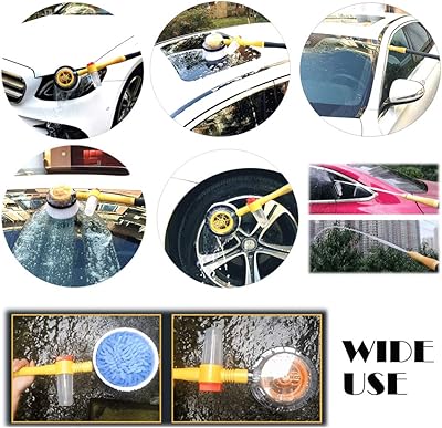 Brosse de Lavage Rotative Pour Voiture avec Distributeur de Savon et Tuyau D'attache